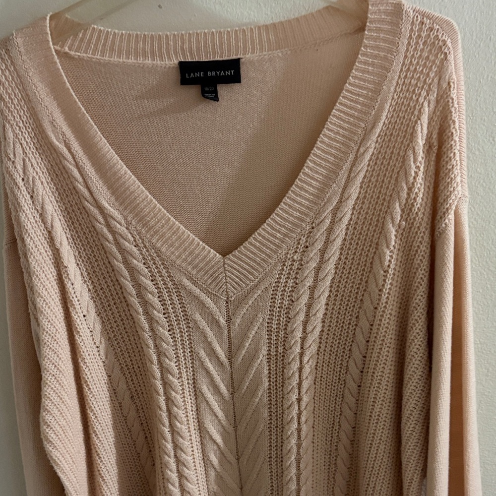 Lane Bryant Women's V-Neck Sweater in Light Pink
